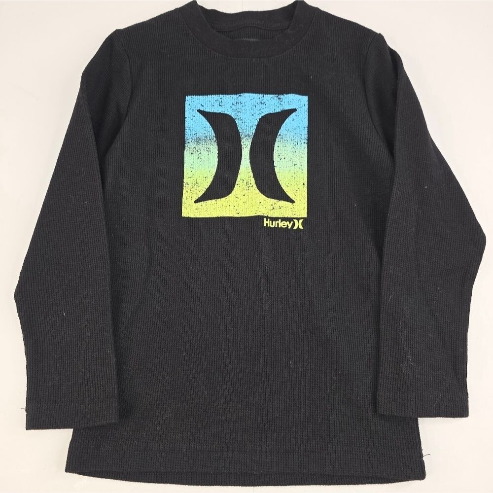 Hurley Boy's Black Long Sleeve Shirt with Gradient Logo Size 5/6 Thermal 2975